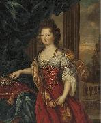Pierre Mignard Marie Therese de Bourbon dressed in a red and gold gown oil on canvas